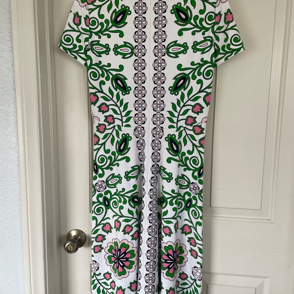Tory Burch Green and Pink Leaf Dress - Picture 6 of 8